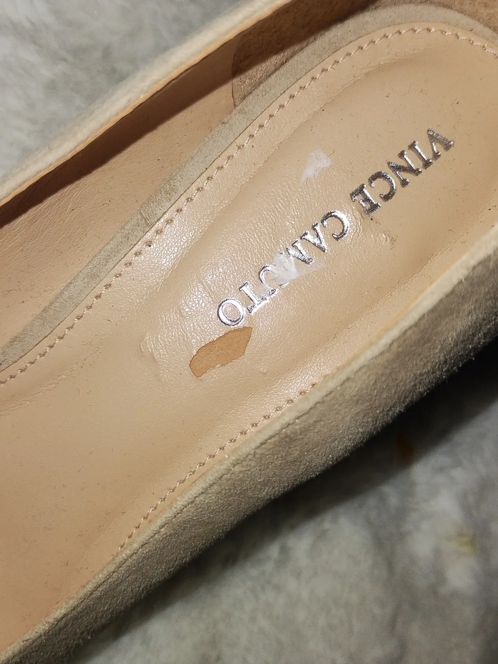Vince Camuto Tan Suede Pointed Toe Block Heel Pumps